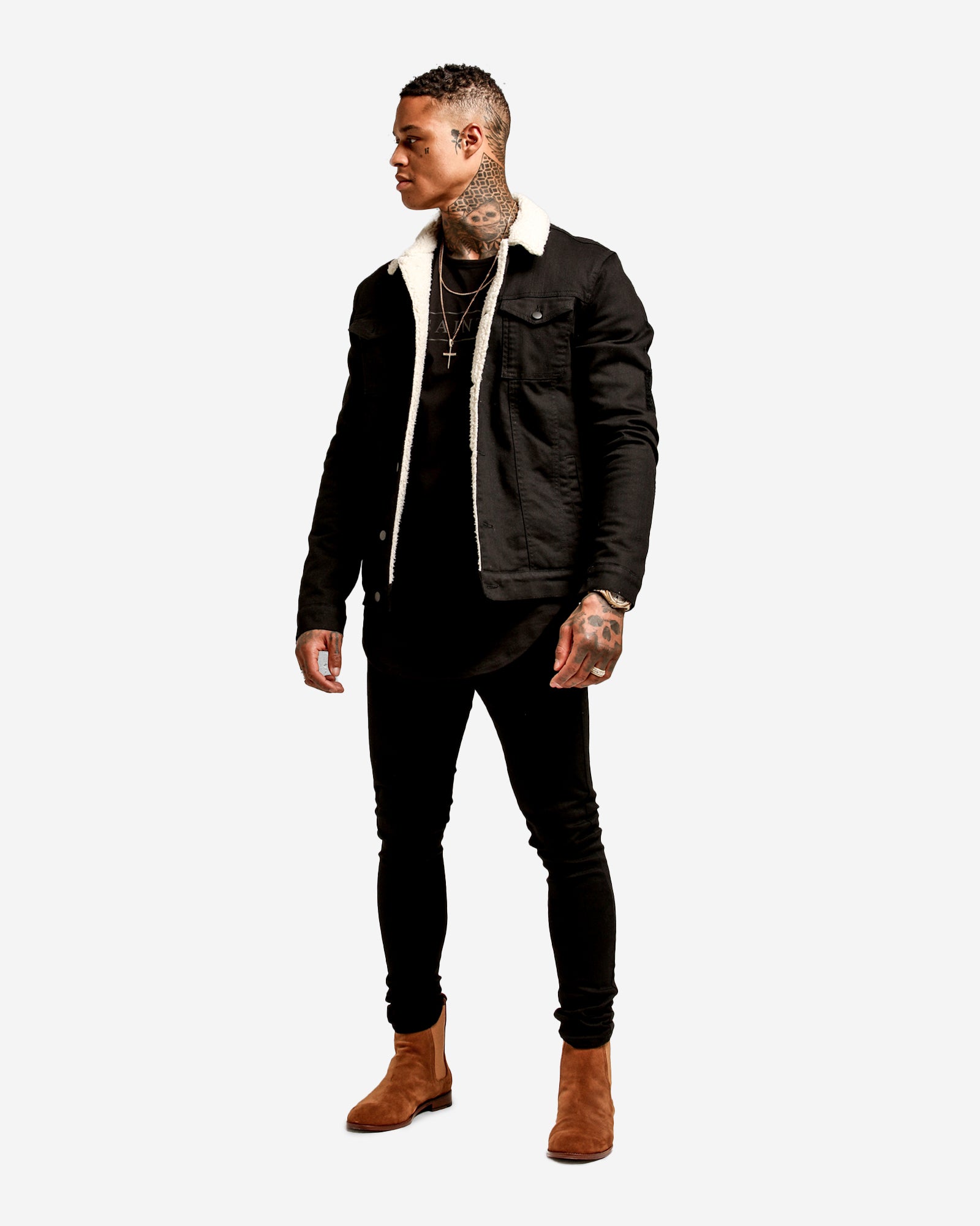 Saint Morta Sherpa Denim Jacket Black | Culture Kings US