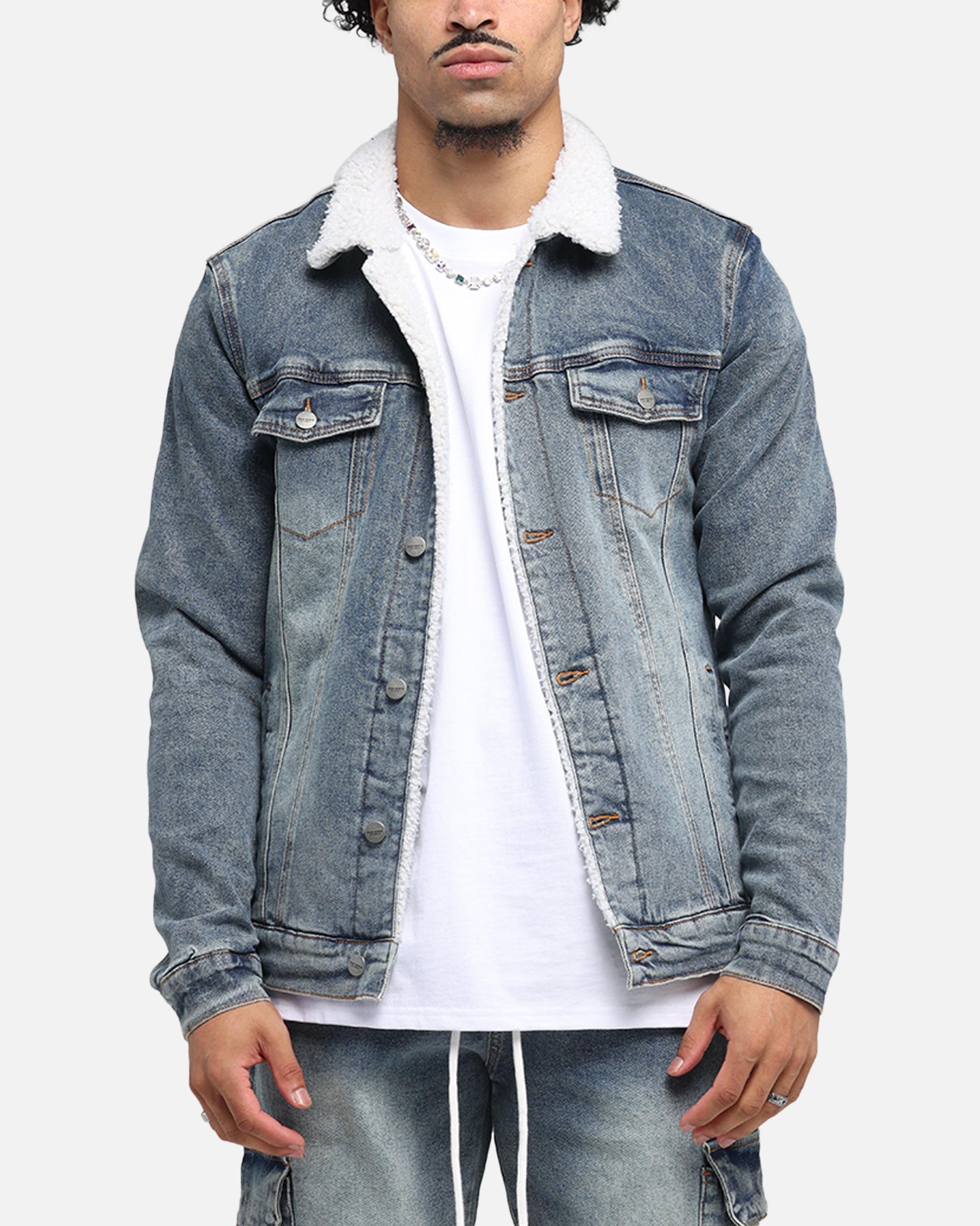 【Dルーム】SANTAKUトラックジャケット Saint Morta Sherpa Denim Jacket Dirty Denim | Culture Kings US