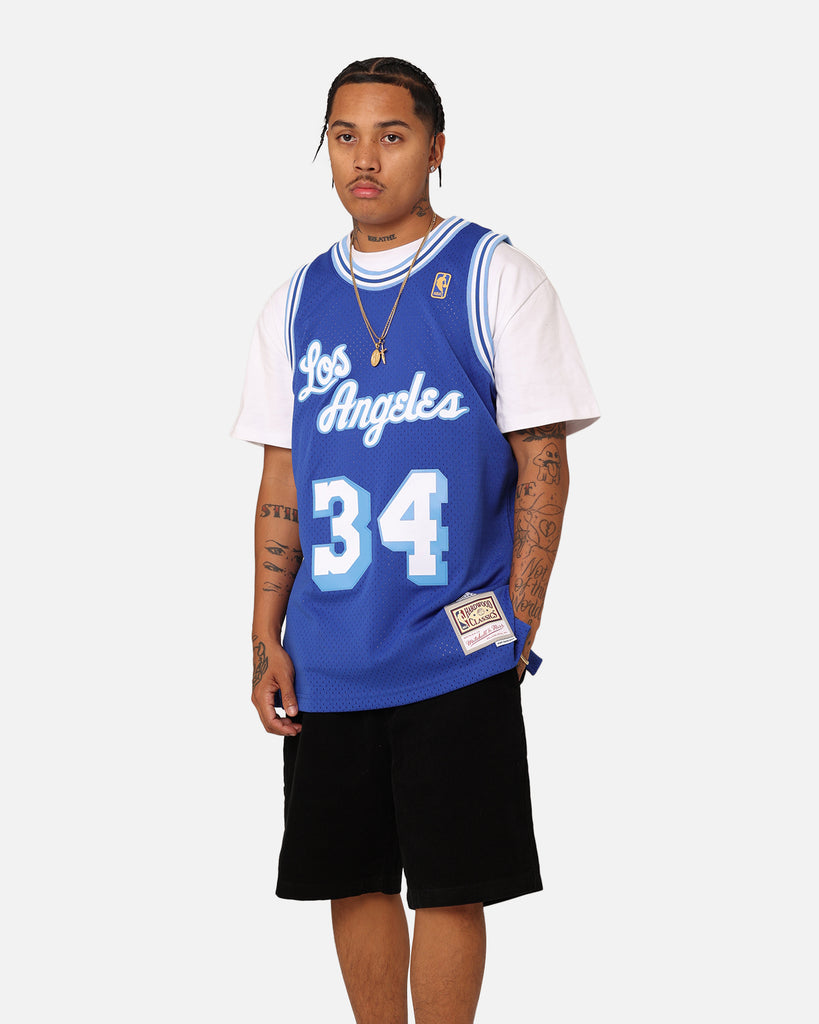 Mitchell & Ness Men's Los Angeles Lakers Shaquille O'Neal #34 Swingman Blue Jersey, Small