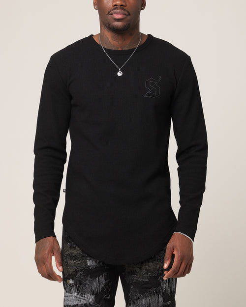 Saint Morta Men's Icon Waffle Long Sleeve T-Shirt Black/Black