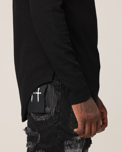 Saint Morta Men's Icon Waffle Long Sleeve T-Shirt Black/Black