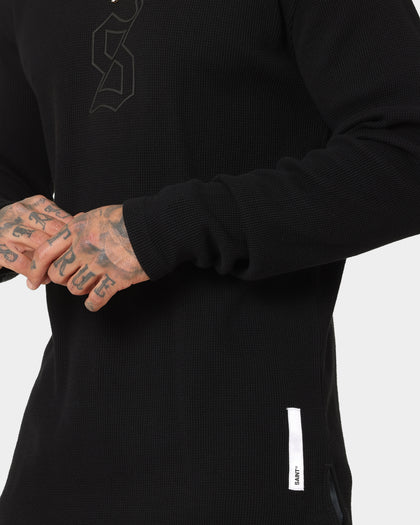 Saint Morta Men's Icon Waffle Long Sleeve T-Shirt Black/Black