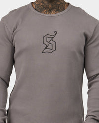 Saint Morta Icon Waffle Long Sleeve T-Shirt Grey/Black