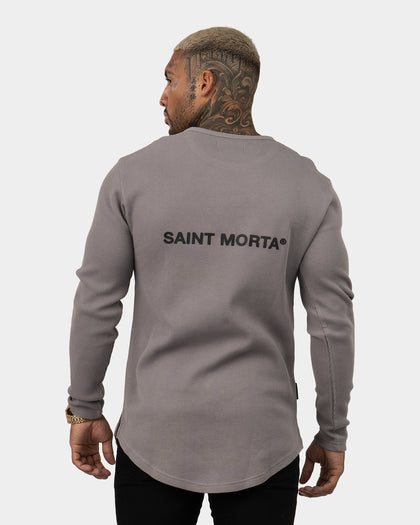 Saint Morta Icon Waffle Long Sleeve T-Shirt Grey/Black