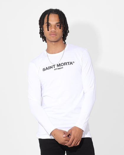 Saint Morta Drop Tail Long Sleeve T-Shirt White