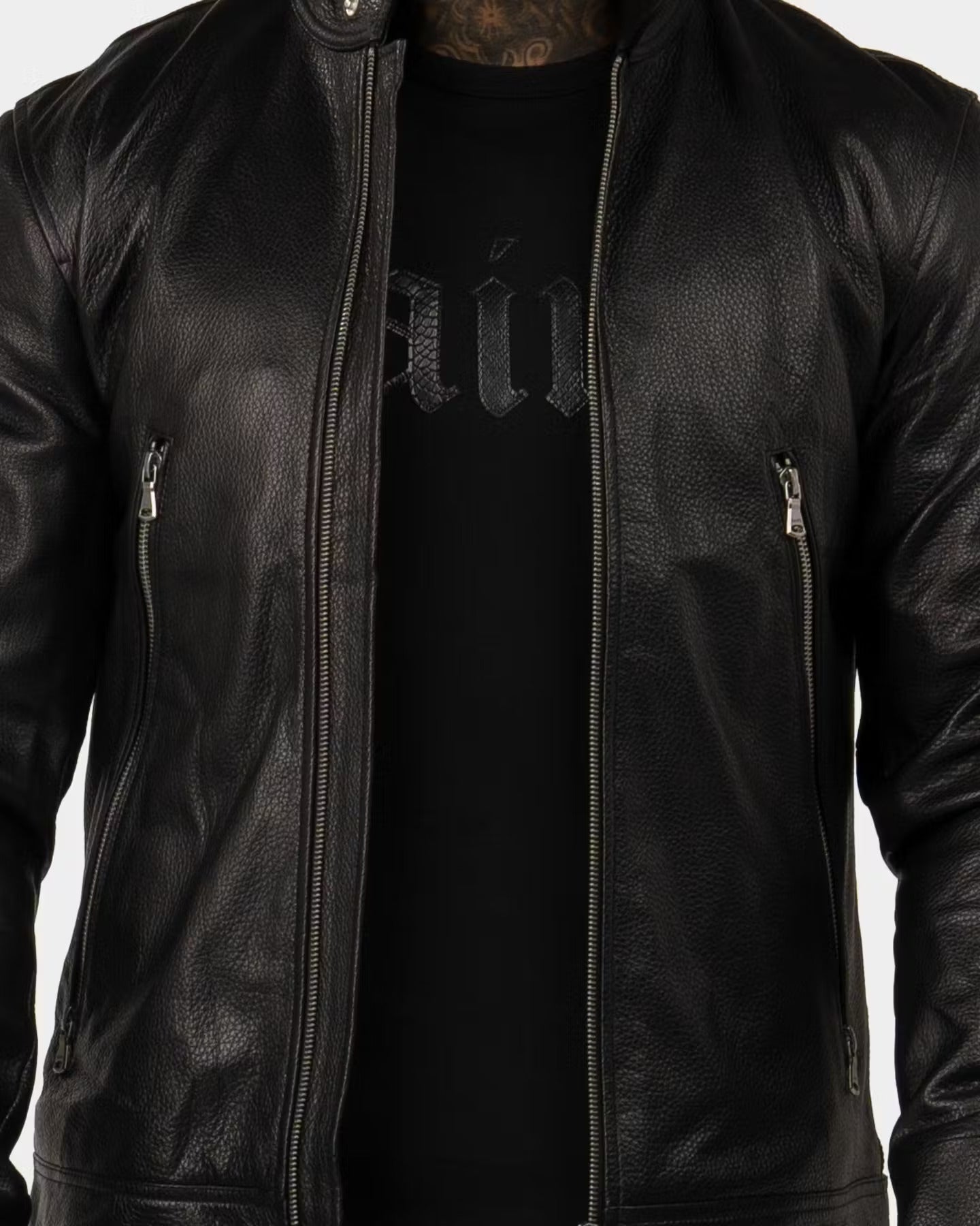 Saint Morta Cremallera Leather Jacket Black | Culture Kings US