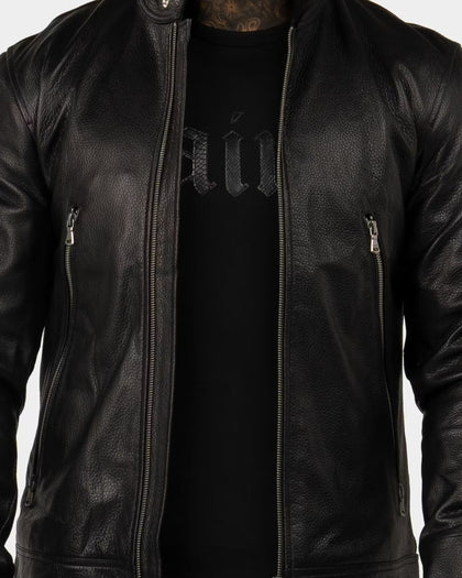Saint Morta Cremallera Leather Jacket Black