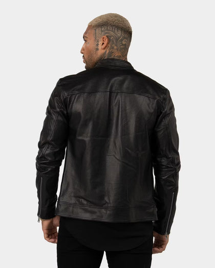 Saint Morta Cremallera Leather Jacket Black