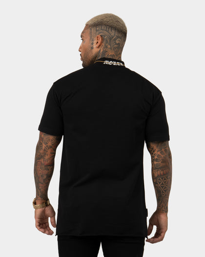 Saint Morta Old English Mock Neck T-Shirt Black/White