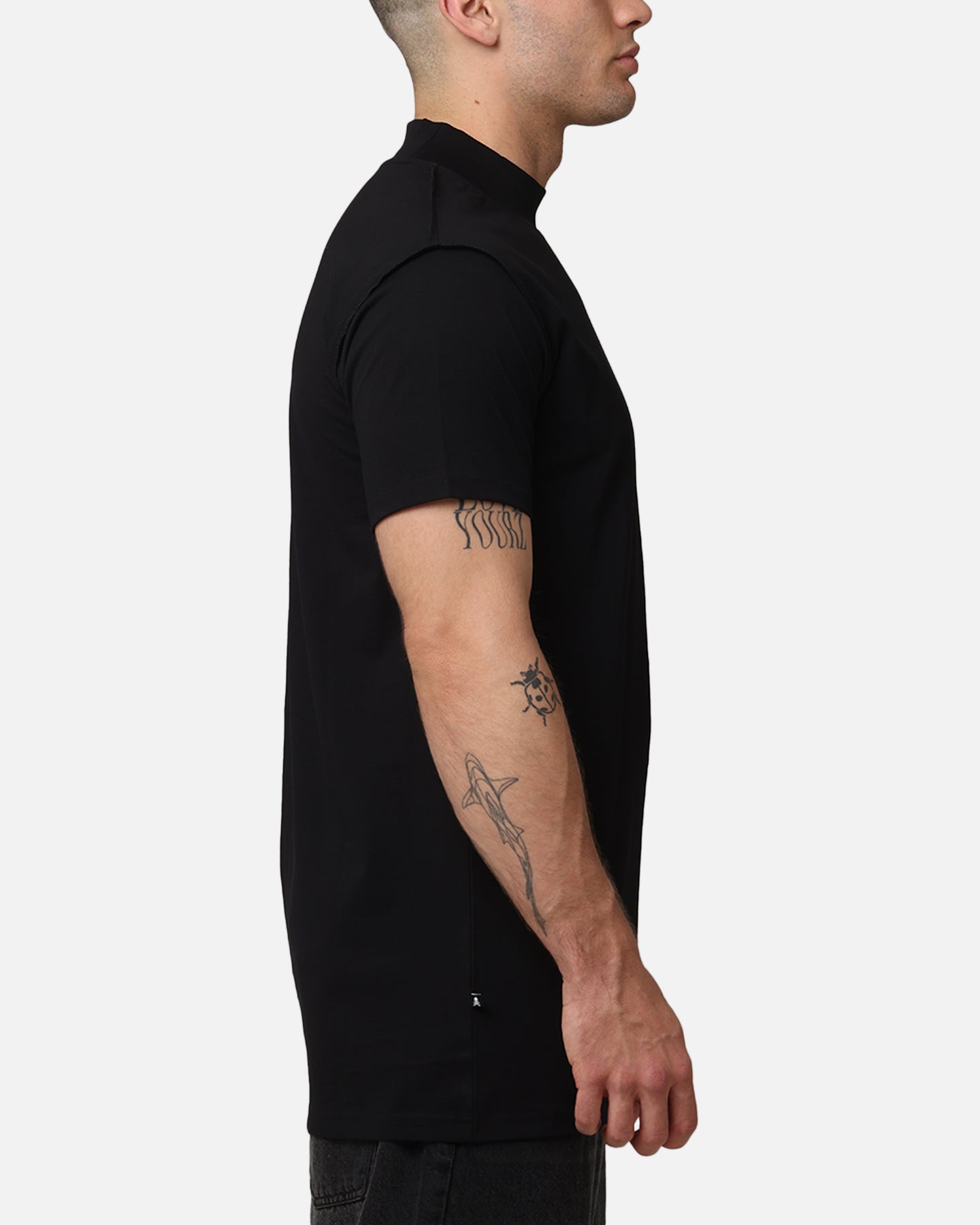 Saint Morta Old English Mock Neck T-Shirt Black/Black | Culture