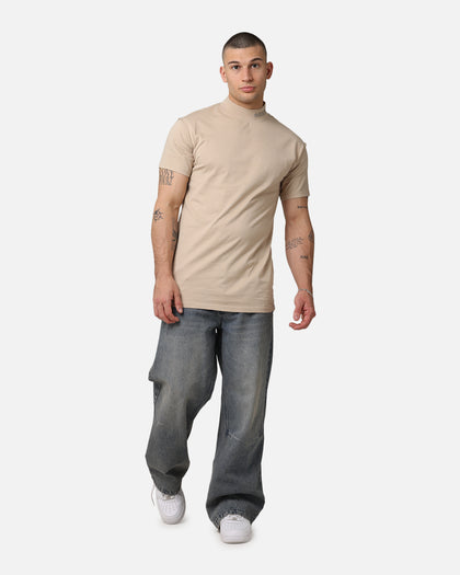 Saint Morta Old English Mock Neck T-Shirt Stone/Wheat