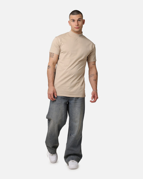 Saint Morta Old English Mock Neck T-Shirt Stone/Wheat