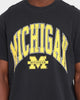NATIONAL COLLEGIATE ATHLETIC ASSC Michigan Wolverines High Arch Logo Vintage T-Shirt Vintage Black