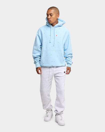 Champion Rev Weave Paint Splatter Hoodie Candid Blue