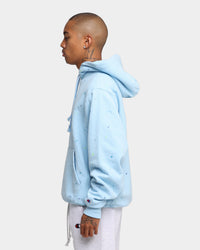 Champion Rev Weave Paint Splatter Hoodie Candid Blue