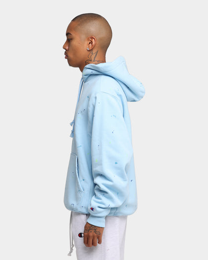 Champion Rev Weave Paint Splatter Hoodie Candid Blue