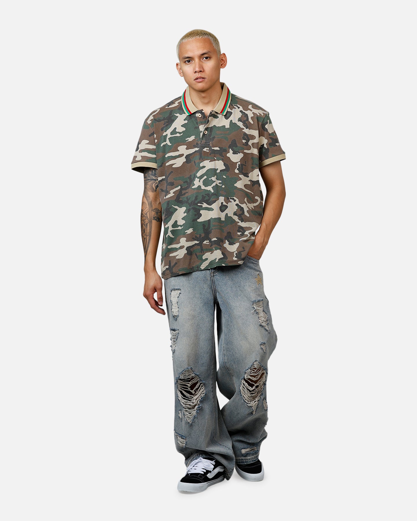 XXIII Printed Polo Shirt Washed Camo | Culture Kings US