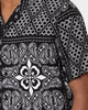 Carre Bandana Ultra Short Sleeve Button Up Shirt Black