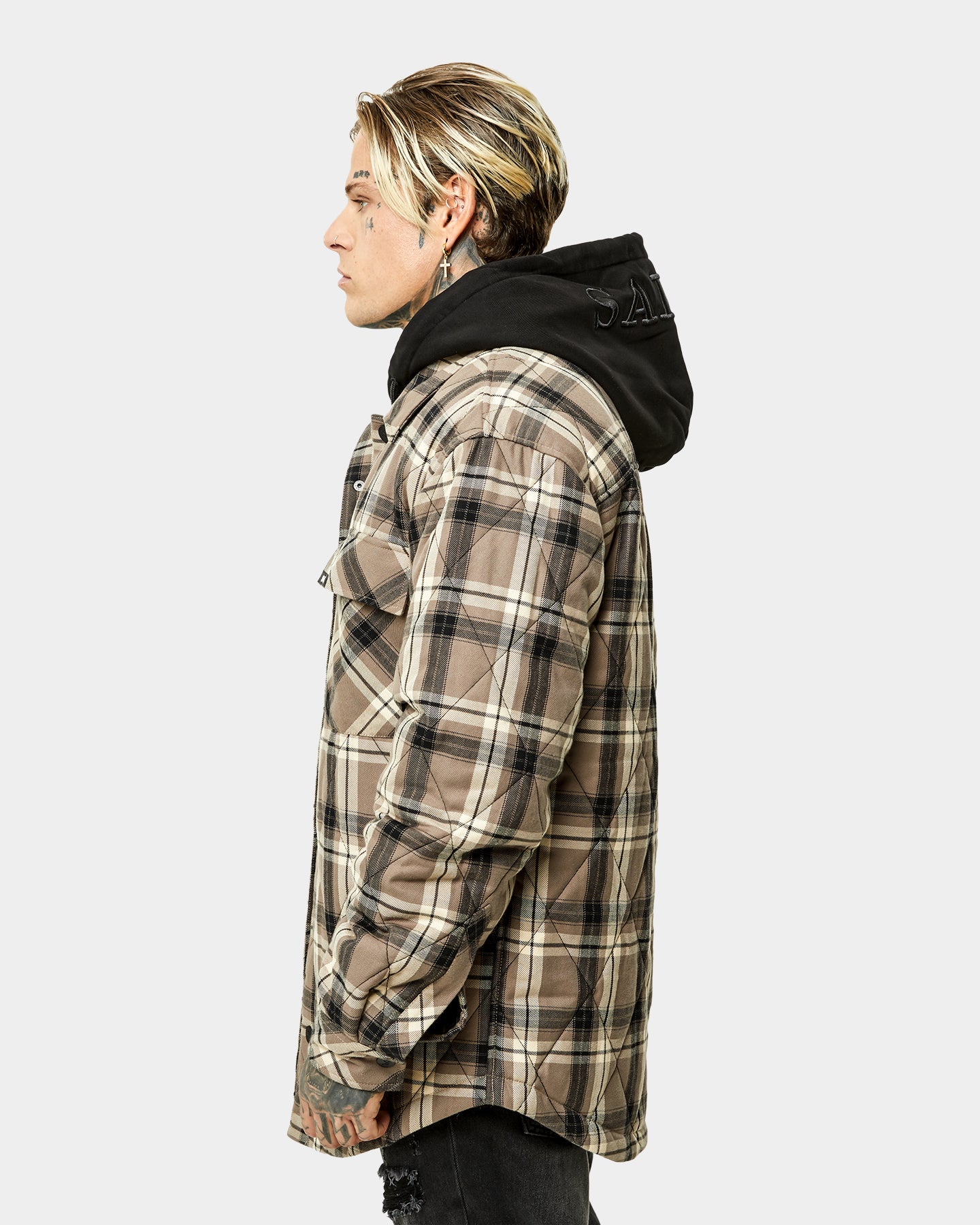 Saint Morta Quilted Flannel Jacket Brown | Culture Kings US