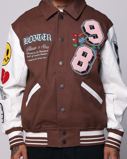 Loiter Flaws Varsity Jacket Brown/Off White