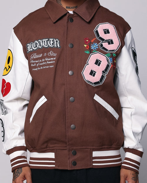Loiter Flaws Varsity Jacket Brown/Off White