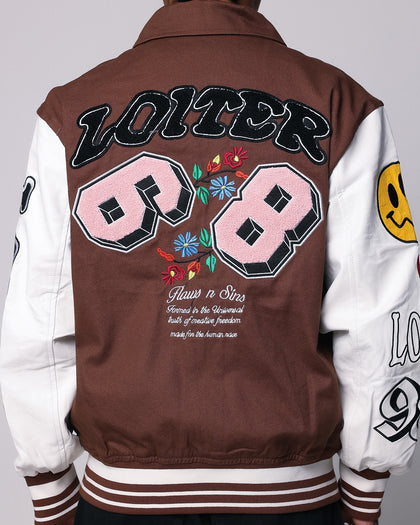 Loiter Flaws Varsity Jacket Brown/Off White
