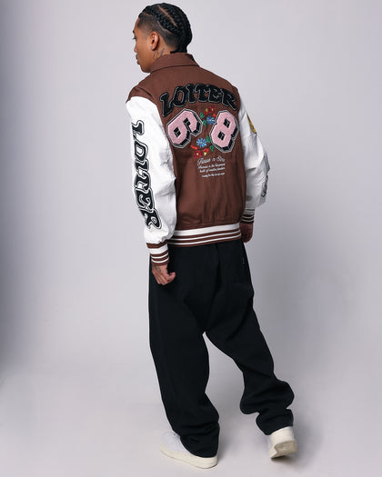Loiter Flaws Varsity Jacket Brown/Off White Culture Kings US
