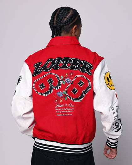 Loiter Flaws Varsity Jacket Red/Off White