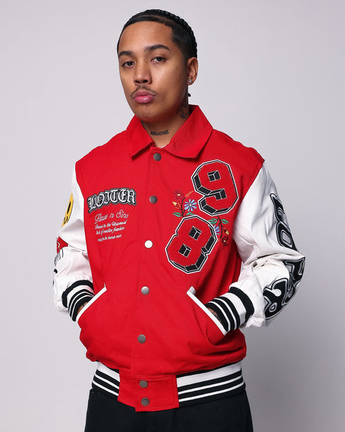 Loiter Flaws Varsity Jacket Red/Off White