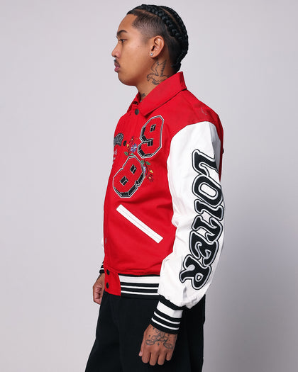 Loiter Flaws Varsity Jacket Red/Off White Culture Kings US