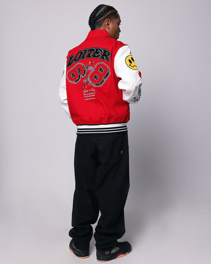 Loiter Flaws Varsity Jacket Red/Off White
