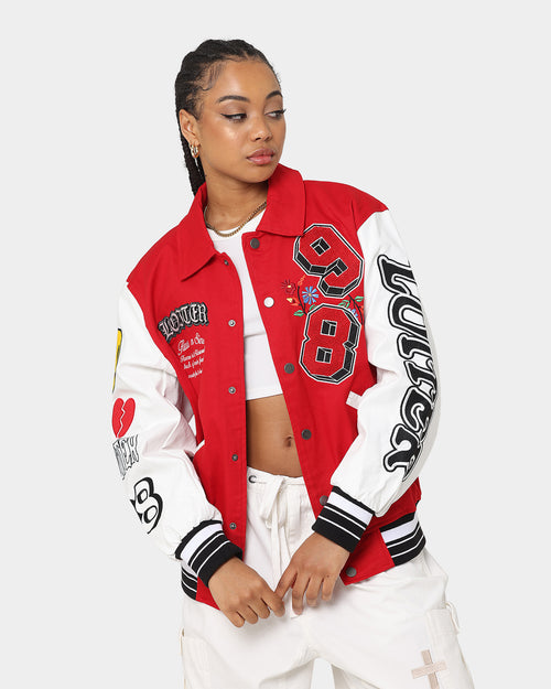 Loiter Flaws Varsity Jacket Red/Off White