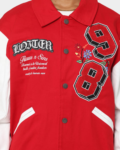 Loiter Flaws Varsity Jacket Red/Off White