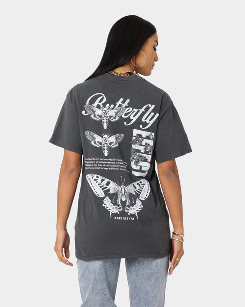 Rats Get Fat Butterfly Effect Vintage T-Shirt Off Black