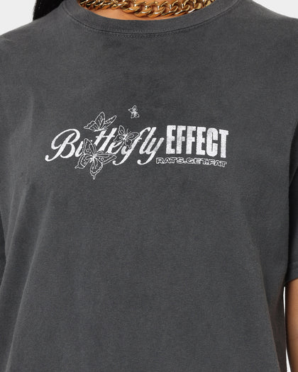 Rats Get Fat Butterfly Effect Vintage T-Shirt Off Black