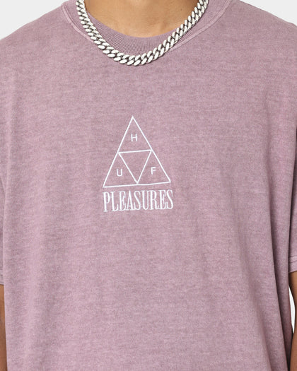 HUF X Pleasures Dyed Short Sleeve T-Shirt Purple