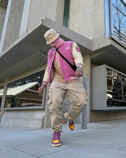 Carré Peace Varsity Jacket Pink