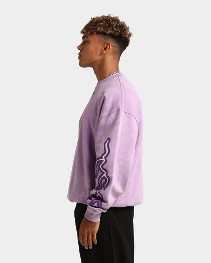 Loiter Born Of Pain Crewneck Purple Tie Dye