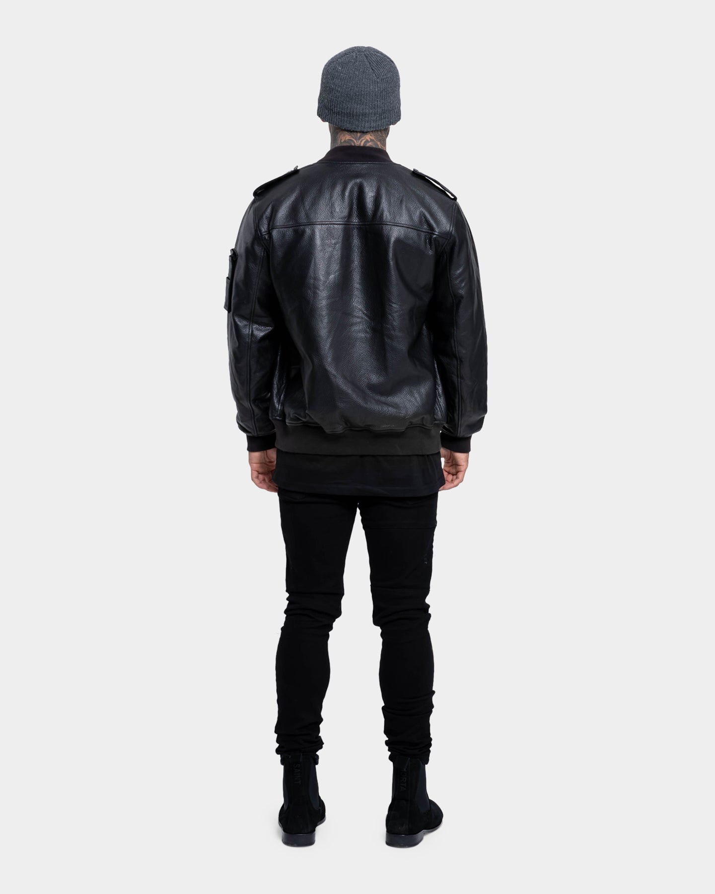 Saint Morta Staten Leather Bomber Jacket Black | Culture Kings US