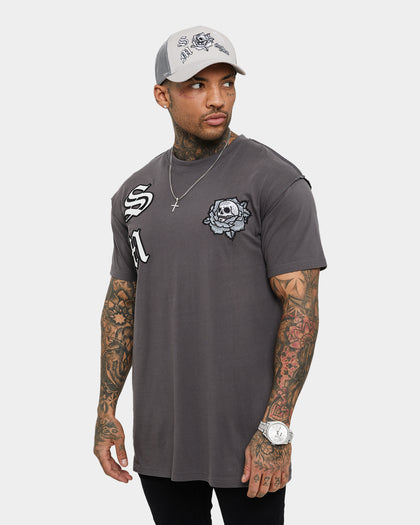Saint Morta Skull Flower Lafayette T-Shirt Dark Grey