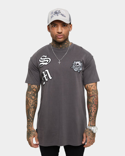 Saint Morta Skull Flower Lafayette T-Shirt Dark Grey
