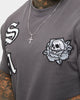 Saint Morta Skull Flower Lafayette T-Shirt Dark Grey