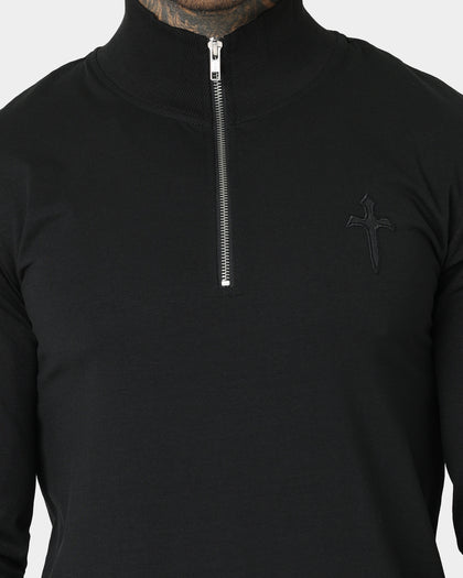 Saint Morta Kingdom Half Zip Funnel Neck T-Shirt Black