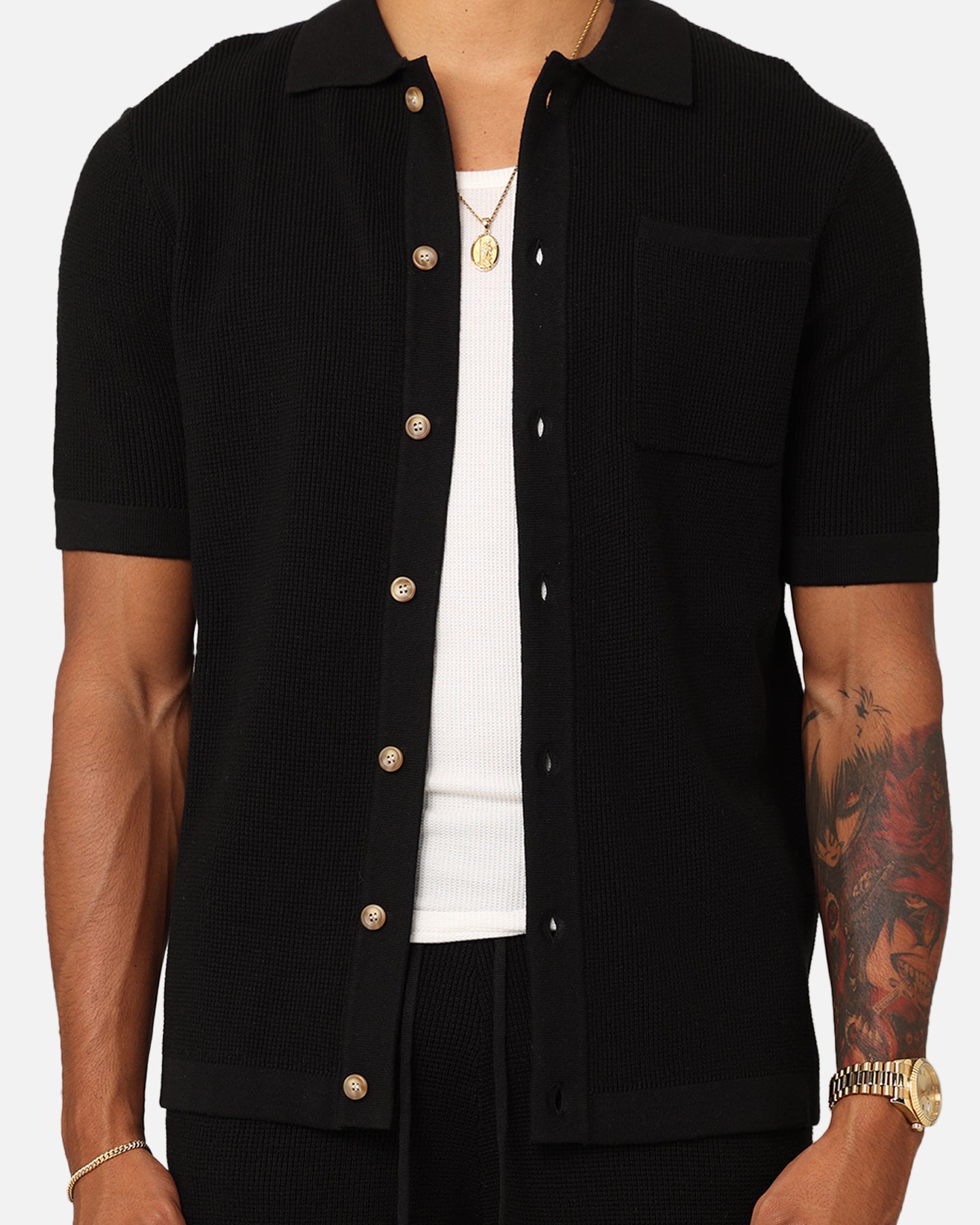XXIII Zyair Knit Rib Button Up Shirt Black | Culture Kings US XXIII Zyair Knit Rib Button Up Shirt Black | Culture Kings US