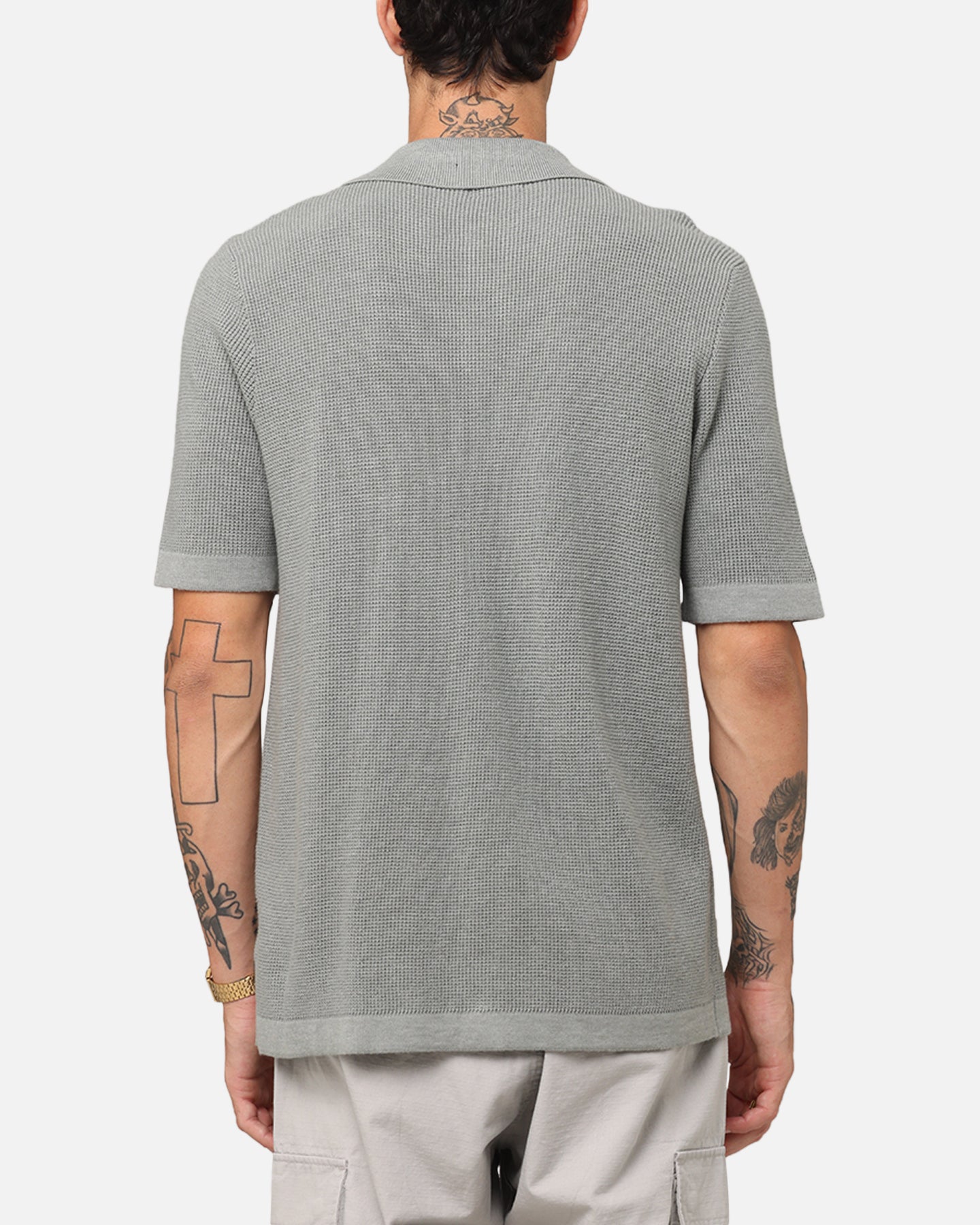 XXIII Zyair Knit Rib Button Up Shirt Olive | Culture Kings US