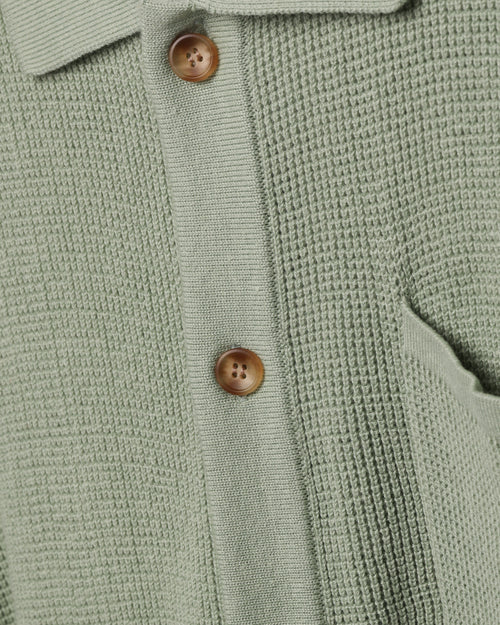 XXIII Zyair Knit Rib Button Up Shirt Sage