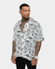 Saint Morta Paisley Skulls Short Sleeve Button Up Shirt White/Black