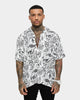 Saint Morta Paisley Skulls Short Sleeve Button Up Shirt White/Black