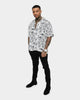 Saint Morta Paisley Skulls Short Sleeve Button Up Shirt White/Black