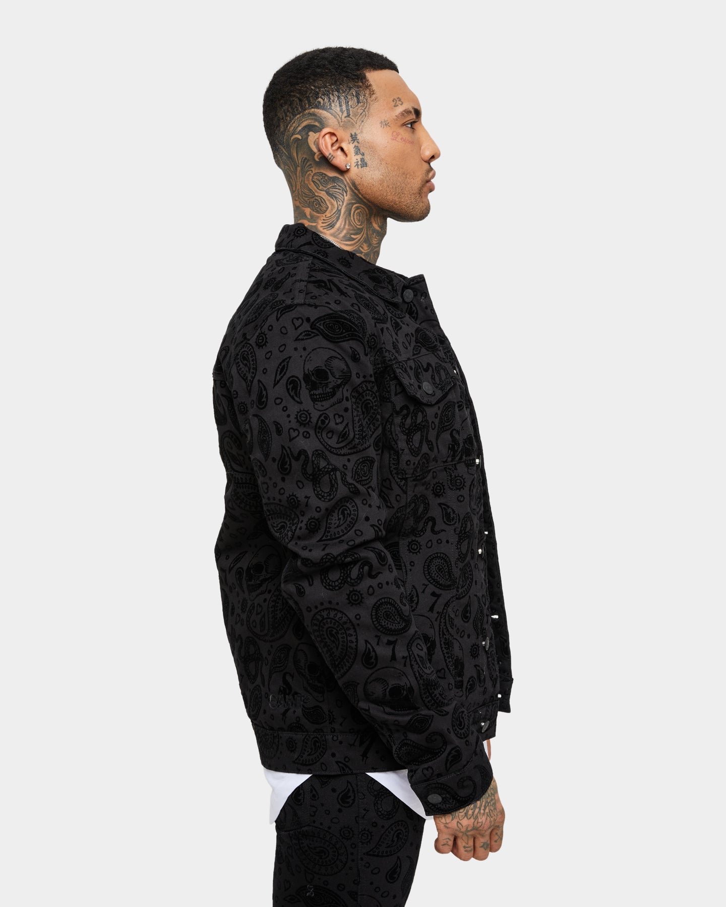 Saint Morta Paisley Skulls Sherpa Jacket Black/Black | Culture